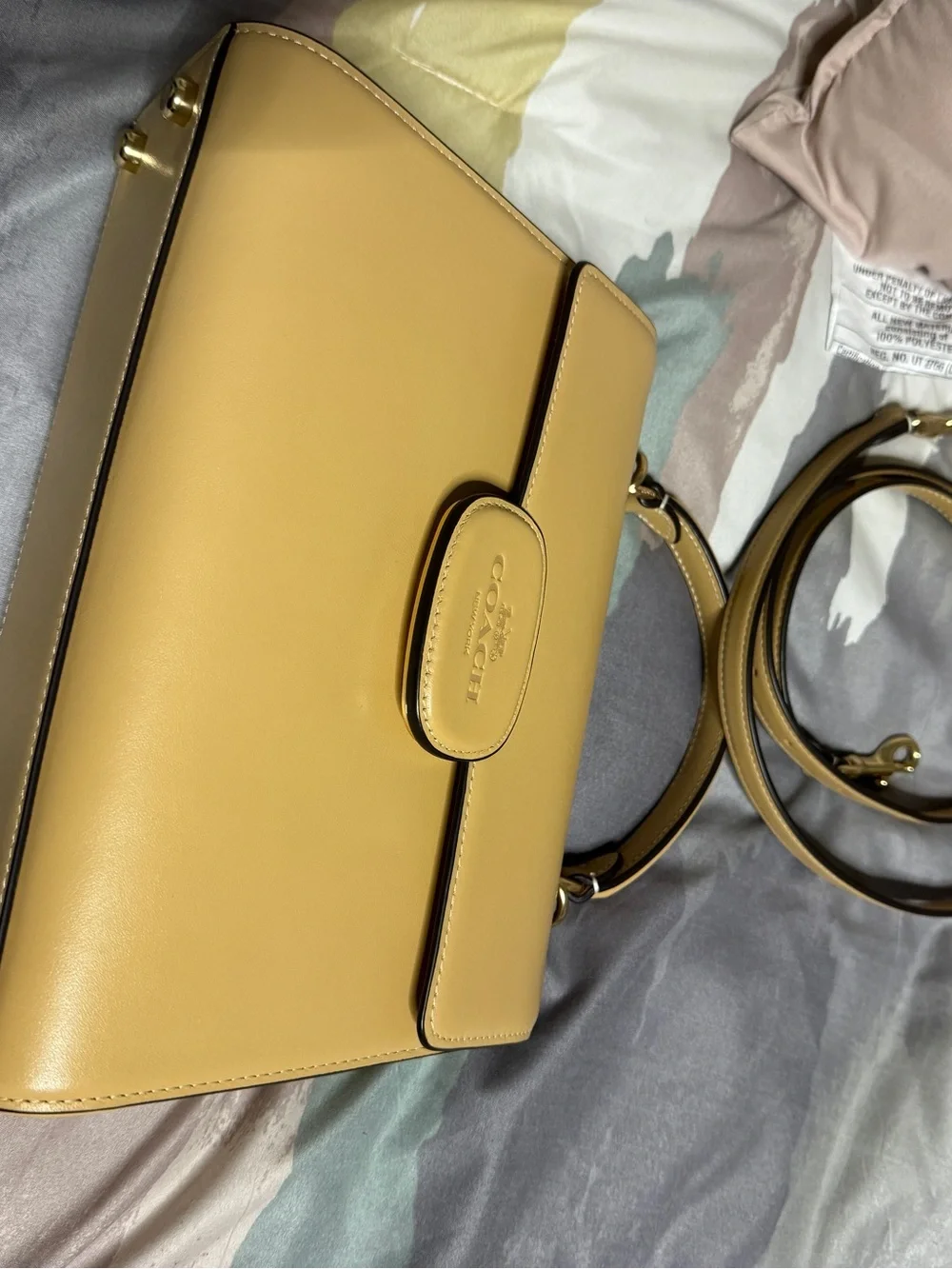 Coach Eliza Pebbled Leather Top-Handle Satchel in Tan